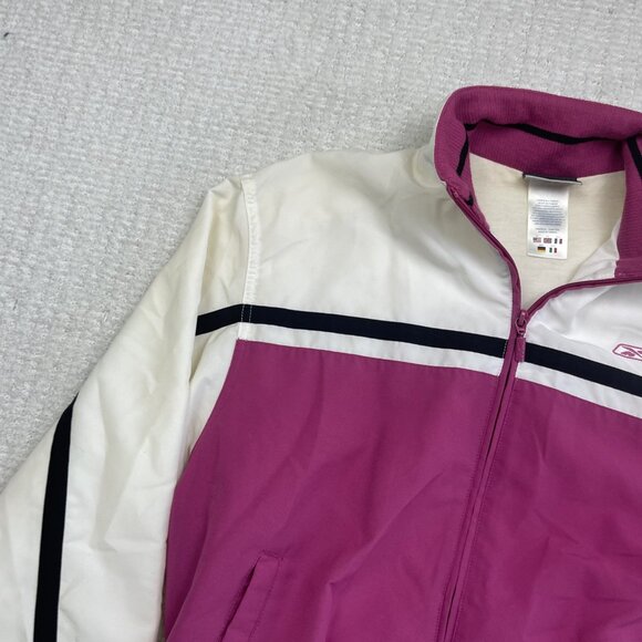 Y2K Retro Reebok Pink / White Windbreaker Jacket Woman Small Full Zip VTG - Picture 5 of 15